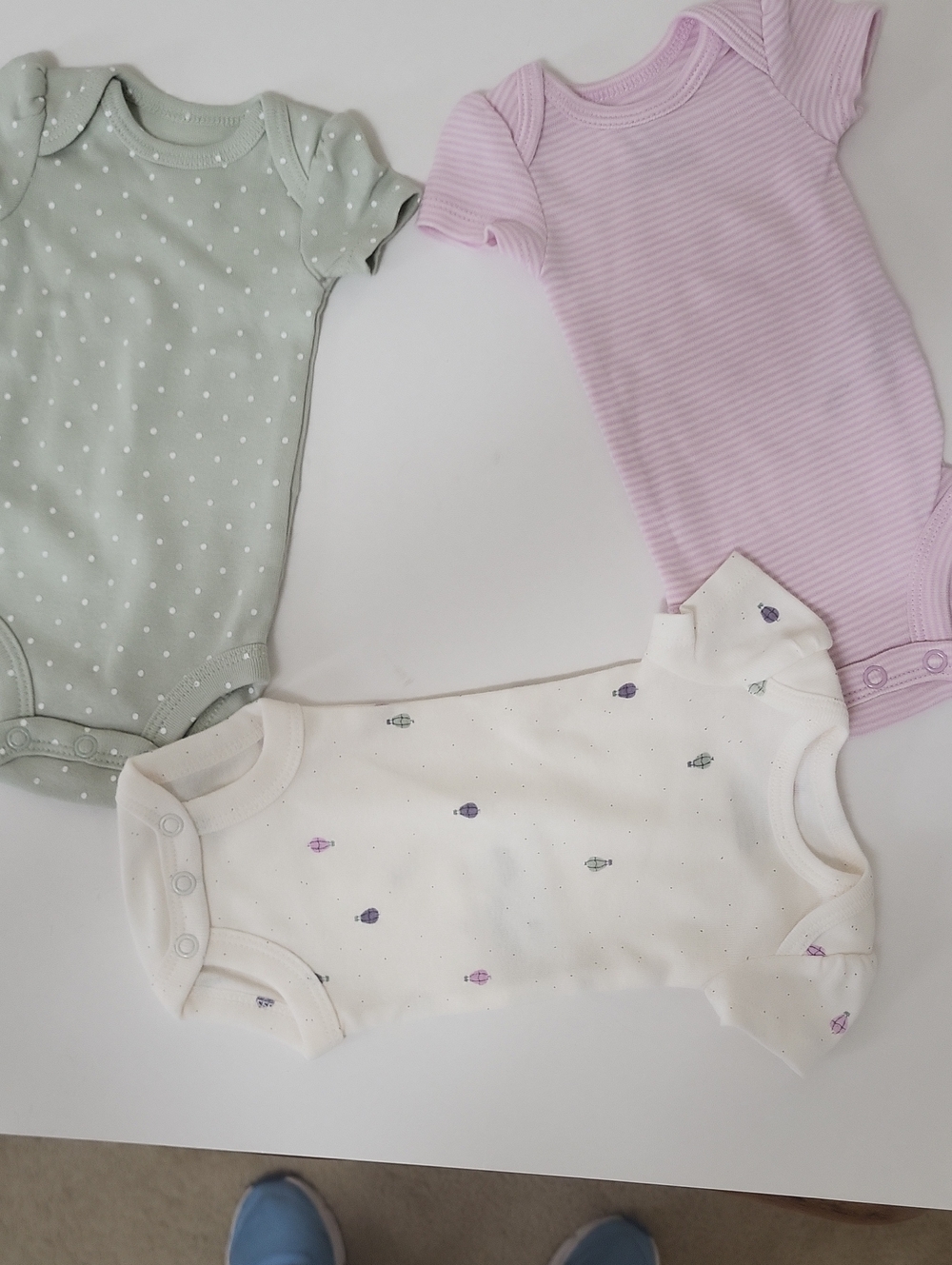 Kids One-Piece Bodysuit Set - White, Mint, Lavender